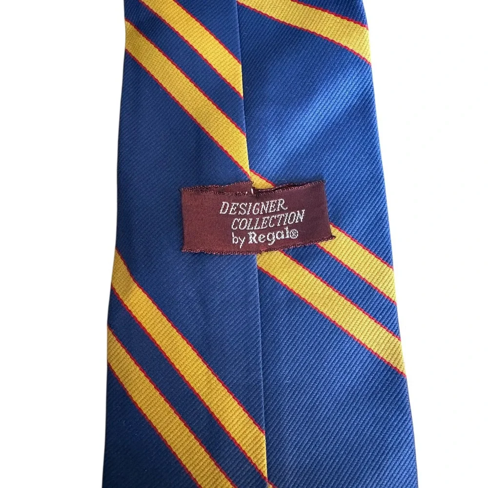 Designer Collection‎ Regal Men's Blue Gold Stripe Silk Tie 54x4